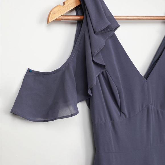 Lulus - Marvelous Memories Denim Blue Cold-Shoulder Maxi Dress - Size XS - Picture 6 of 14